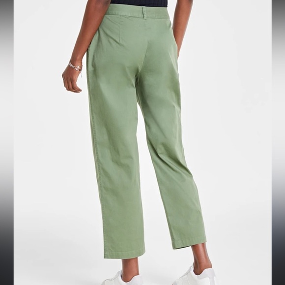 On 34th Pleated Chino Straight Leg Ankle Pants Olive Green 16W - Picture 3 of 15